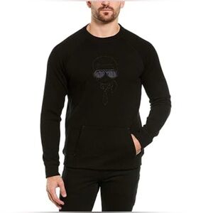 Karl Lagerfeld Black Embroidered Crewneck Top.      Size-Medium